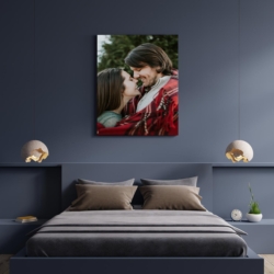דוגמא לקנבס עם הדפס תמונה של זוג - תליה על הקיר בחדר שינה